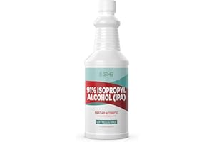 Jermee Isopropyl Alcohol (IPA) 91% Purity - USP/Medical Grade - First Aid Antiseptic, Topical Rubbing Alcohol, Made in The USA, 32 Ounce
