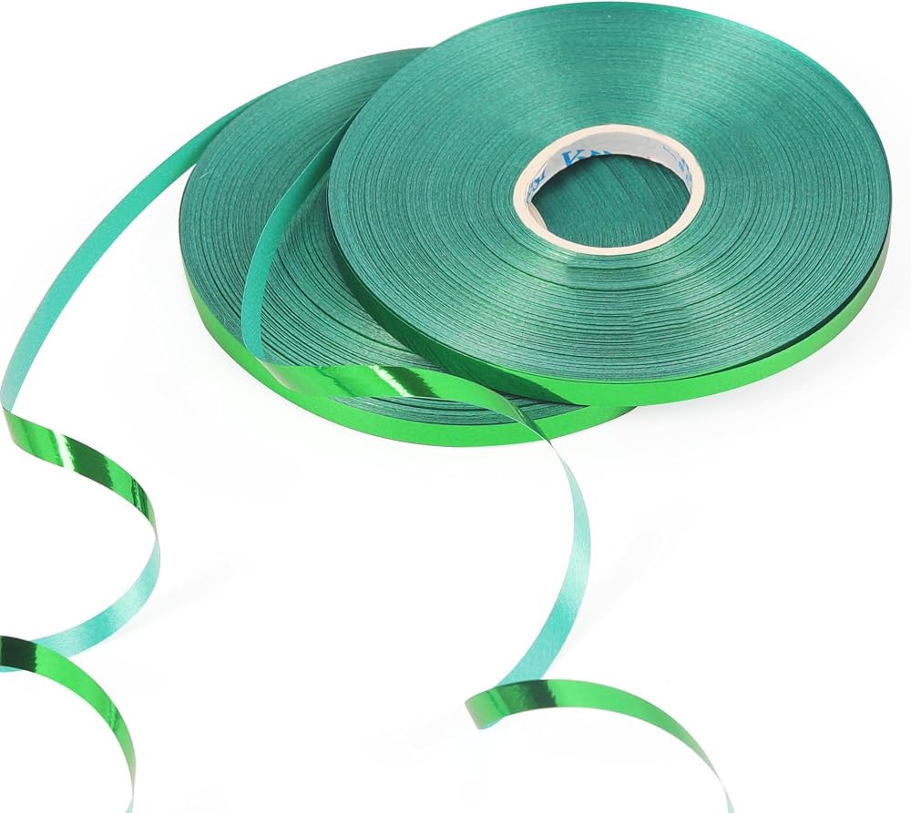 HONGCI 2 Rolls 50m Green Curling Ribbon 5mm Balloons Gift Wrap Decor