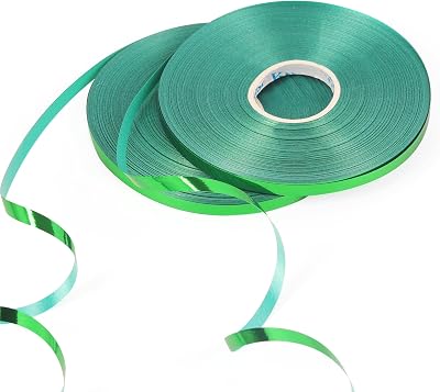 HONGCI 2 Rolls 50m Green Curling Ribbon 5mm Balloons Gift Wrap Decor