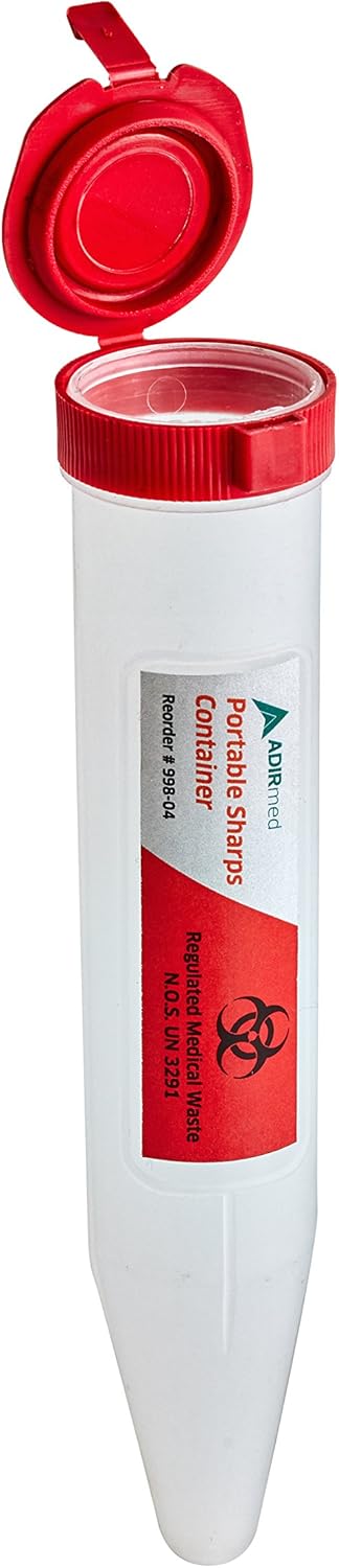 AdirMed 6-Pack Sharps & Needle Biohazard Disposal Container - Shuttle Container with Locking Mechanism: Health & Personal Care