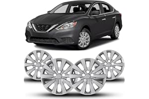 Winjet 16" Hubcaps for 2013-2019 Nissan Sentra & 2011-2017 Nissan Leaf Wheel Rim Covers, [Only Fit Iron Hub & Steel Wheel] Heavy Duty PP Material Snap On Installation (16 Inch Set of 4, Lacquer)