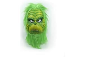 NECHARI Christmas Mask Deluxe Latex Green Full Head Stole Christmas Mask