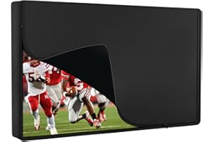 EZ-DONGTENG Outdoor Waterproof and Weatherproof TV Cover 70-75 Inch with Zipper, 75 Inch Outdoor Flat Panel TV Cover, Black Thick Fabric All Around Protector