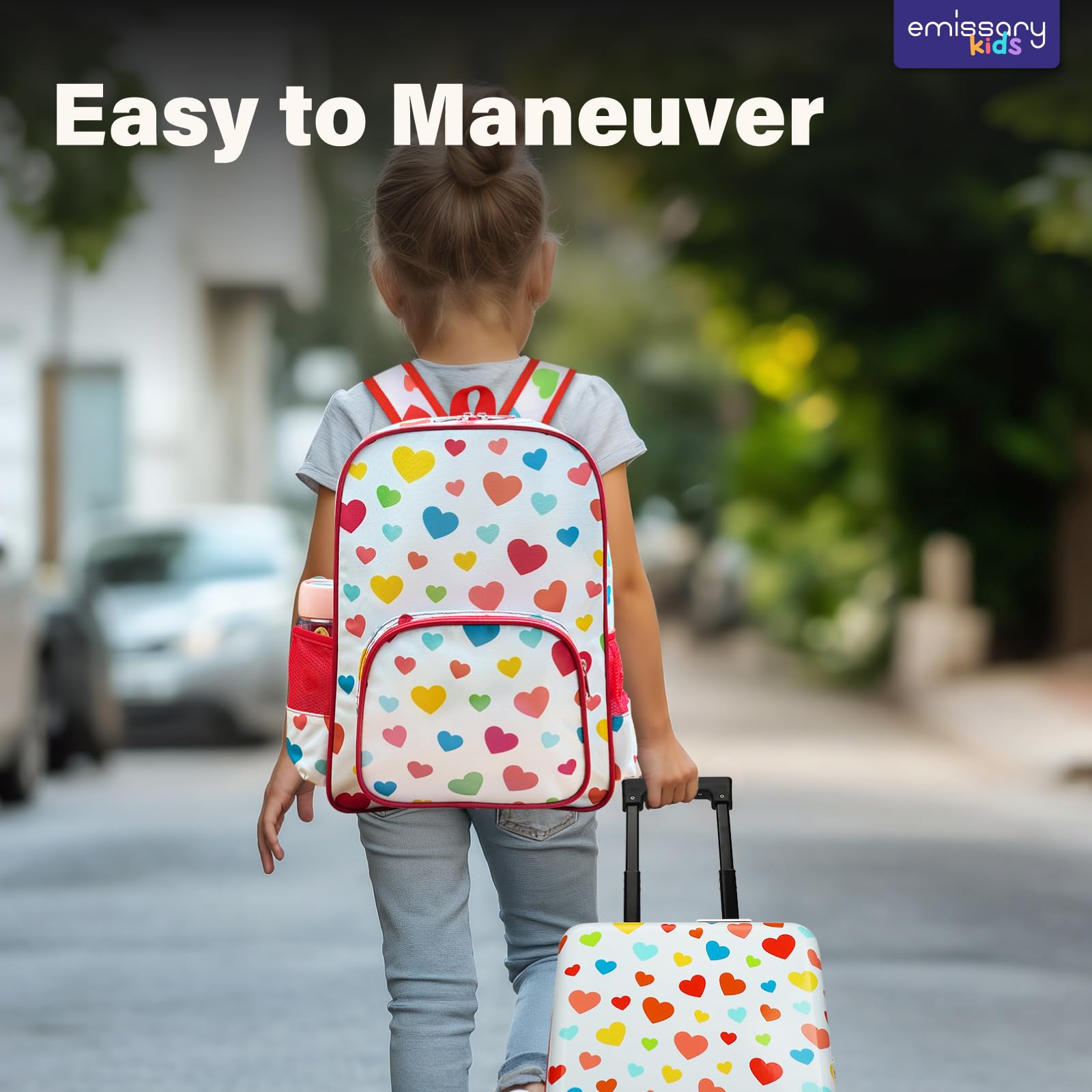emissary 3 Piece Kids Luggage Set With Wheels For Girls, Childrens Luggage with Backpack Kids Suitcases For Girls, Toddler Travel Luggage