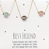 Best friends necklace for 3, BFF Necklace, friendship necklace for 3, Gold dainty necklace, simulated gemstone necklace, gray necklace, tiny gemstone, dot necklace, gold dainty necklce healing crystal