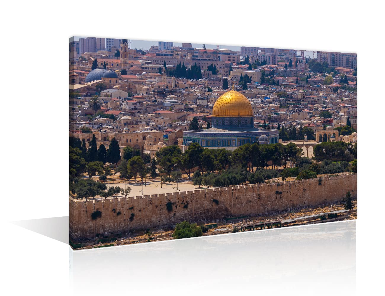 TISHIRON Mosque of Al-aqsa Wall Decorations Jerusalem Pictures for Living Room The Temple Mount 1 Piece Home Decor Posters and Prints Artwork for Home Walls Framed Ready to Hang (16" Wx24 H)