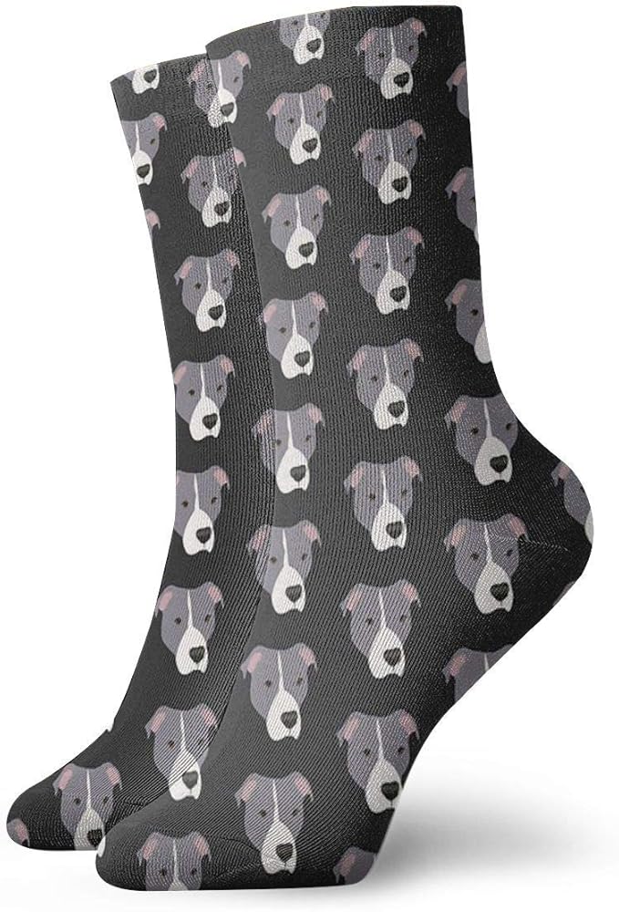 Christmas Gift White And Grey Pitbull Socks Classic Leisure Sport Short