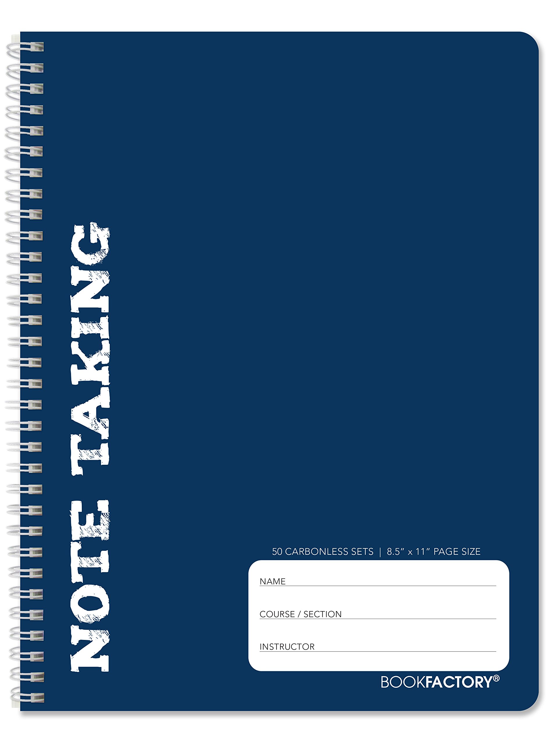 BookFactory Note Taking Notebook/Student Note Taker Carbonless Notebook, 50 Sets of 6" x 9" Pages - 100 Sheets Total - [Wire-O Bound] (LOG-050-69CW-PP-D(NoteTaking))