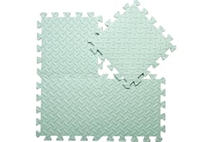 Coolcandy EVA Foam Play Mat, 16 Tiles Colorful Baby Play Mat, Square Kids Playmat with Solid Colored, 0.4" Thickened Interlocking Foam Floor Tiles, Puzzle Play Mat For Baby Lying, Playing (Bean Green)