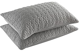 BOSOWOS Pillow Shams Queen Size Set of 2, Ultra Soft Breathable Quilted Pillow Cases 20 x 30 Inches for Sleeping, Grey Big Round Queen 2Packs