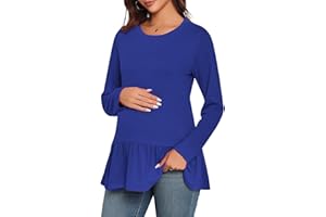 Xpenyo Womens Maternity Tops Long Sleeves Casual Pregnancy Tunic Shirts 2024 Fall Fashion Crew Neck Pregnant Dressy Blouses