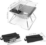 Odoland Portable Collapsible BBQ Grill Fire Pit 304 Stainless Steel with Bag view 5