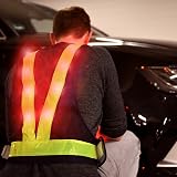 kwmobile LED Safety Vest High Visibility Waistcoat Traffic Outdoor Night view 2