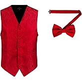 Oliver George 2pc Men's Paisley Formal Suit Vest Waistcoat Tuxedo Dress Vest Bowtie Set for Suit or Tuxedo