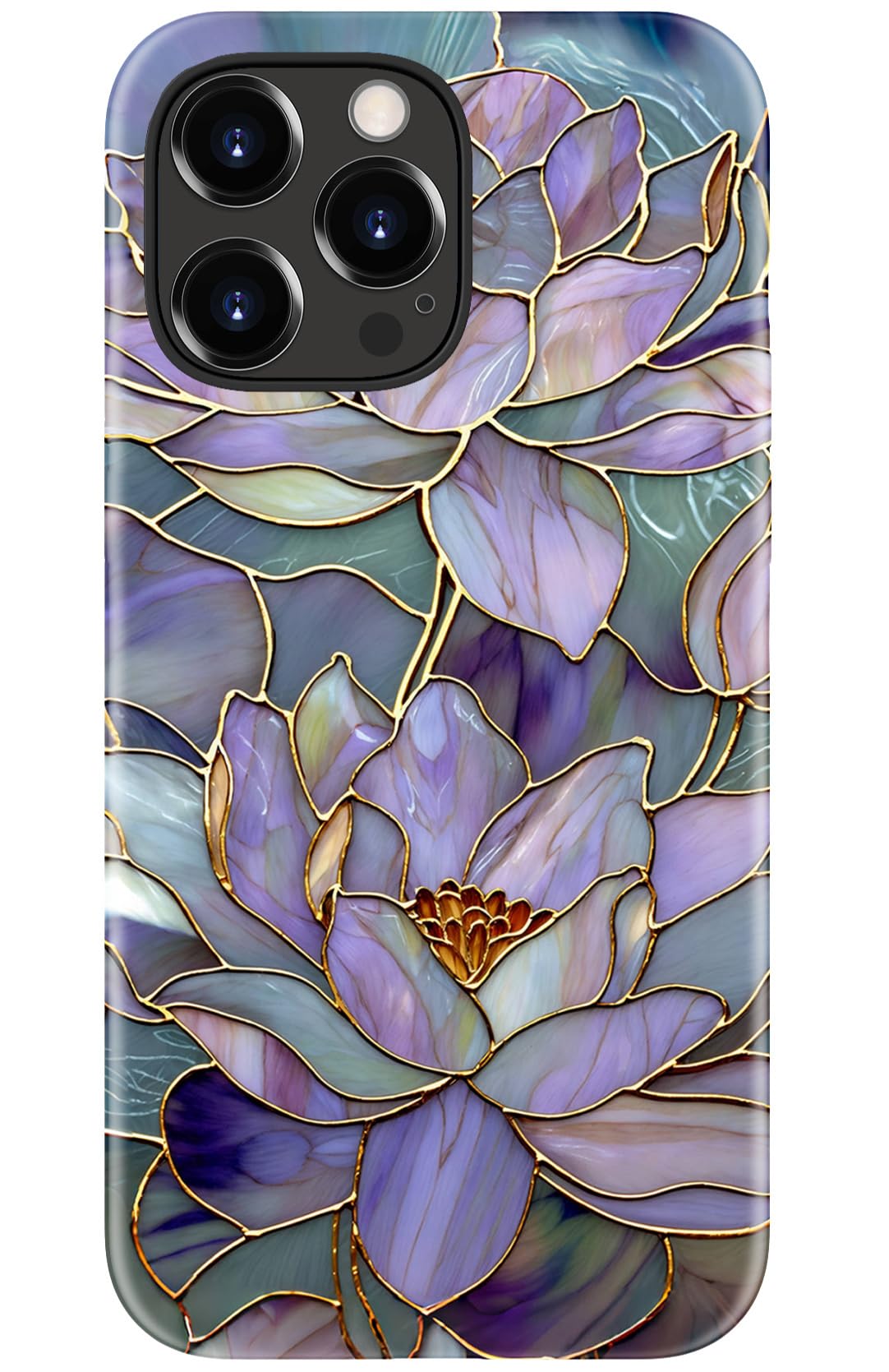 Photo 1 of DorisMax for iPhone 14 Pro Case - Wireless Charging Compatible - Dual-Layer Hard Shell + Silicone Cover - Shockproof Protective Phone Case with Stylish Designs for Women - Abstract Lotus