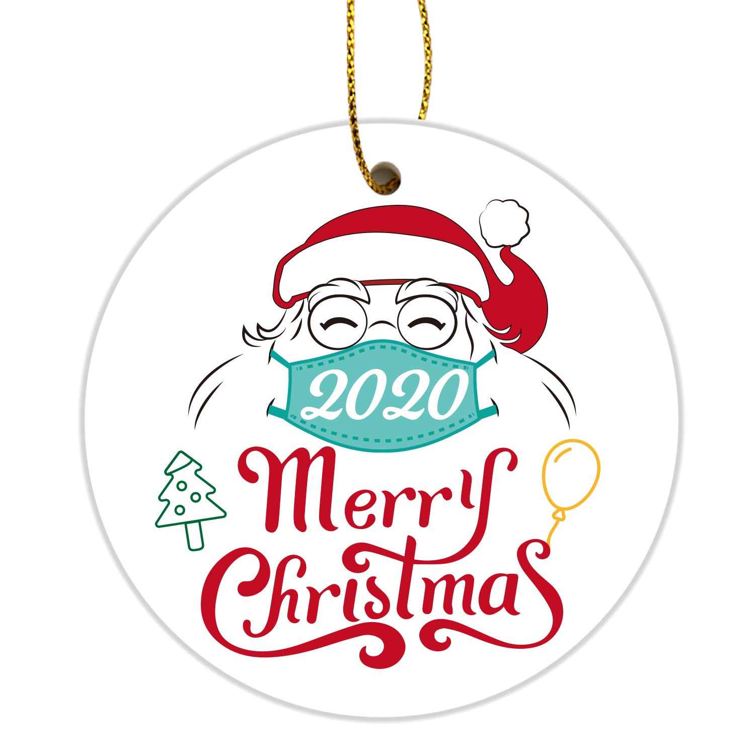 free-space Christmas Tree Ornaments,Engraved Survived Family Ornament 2020 Holiday Hanging Pendants for Christmas Eve Home Party Decorations Xmas Gift (Merry Christmas)
