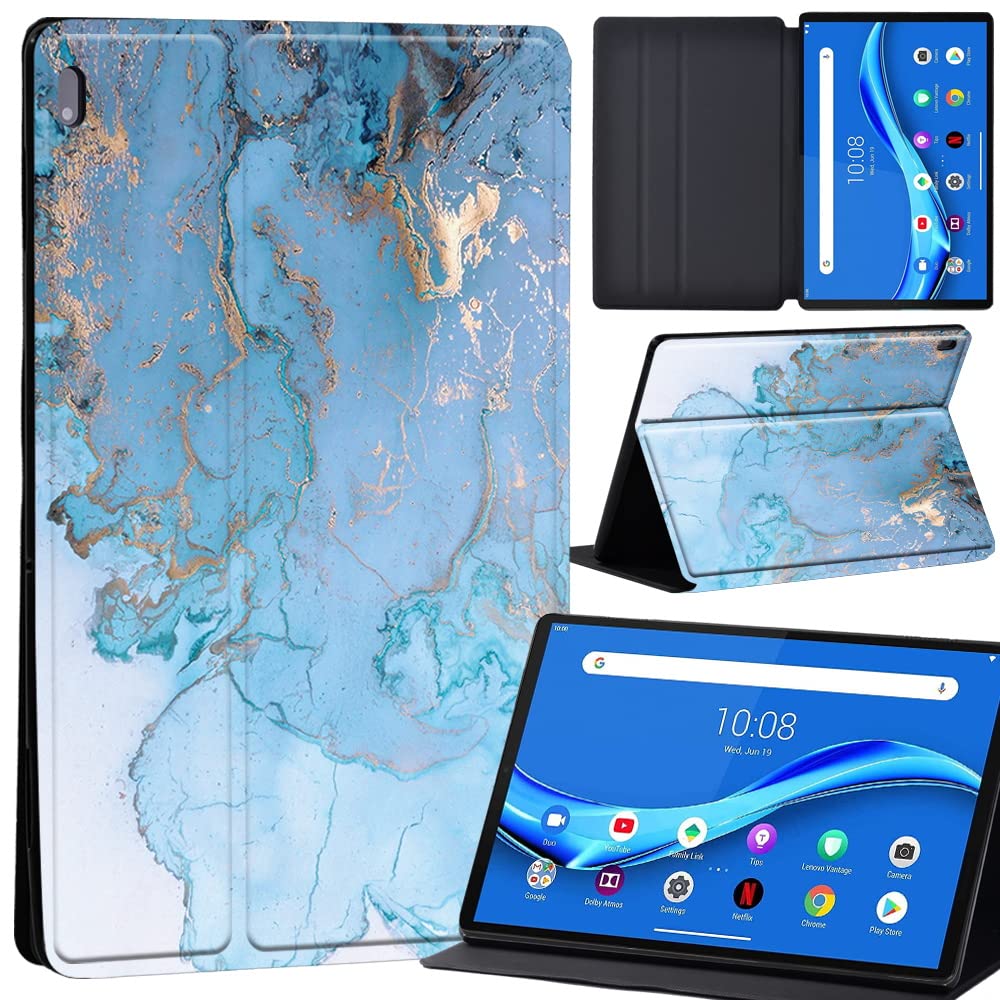 Case For Lenovo Tab M10 FHD Plus 10.3 inch (TB-X606X TB-X606F) Leather Case with Auto Wake-up, Flip Case for Lenovo Tab M10 FHD Plus Cover (blue oil pattern marble)