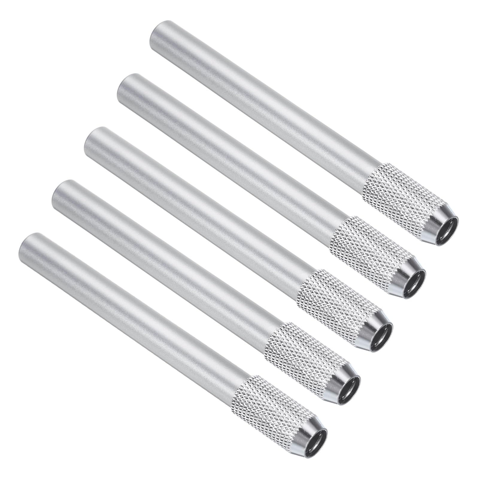 PATIKIL Pencil Extenders, 5Pcs Art Adjustable Metal Pencil Holder Lengthener Pen Sleeve for Short Pencil Crayon Colored Pencils Writing Desk Office, Silver