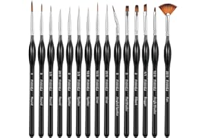 FHYHEJ Detail Paint Brushes Set,15pcs Miniature Paint Brushes for Fine Detailing, Art Painting, Micro Detail Paint Brush for Acrylics,Oils, Watercolors,Paint by Number,Models,Face, Nail,Craft,Figurine