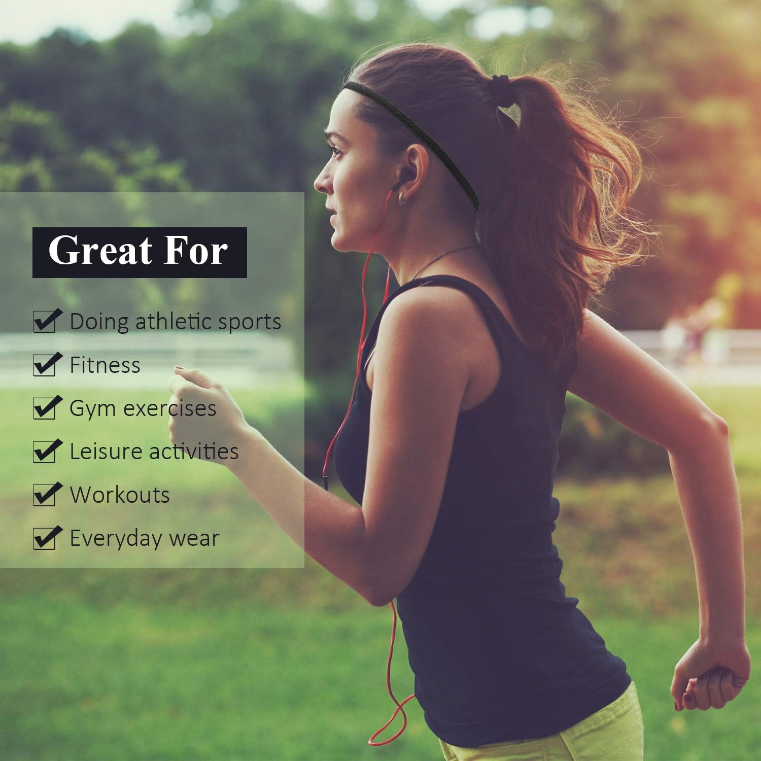 9 Pieces Thick Non-Slip Elastic Sport Headbands, Elastic Silicone Grip Exercise Hair and Sweatbands for Yoga(Black, White, Gray) : Sports & Outdoors