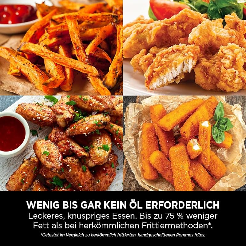 PRO Air Fryer Heißluftfritteuse, 4,7L Airfryer, Einzelkorb-Heißluftfritteuse, 4-in-1, für 1-2 Portionen, Digital, Kochen aus dem Gefrorenen, Antihaft-Schublade & Crisper Korb, Schwarz AF140EU — Foto 7 von 8