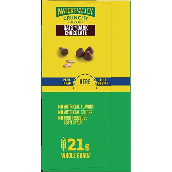 NATURE VALLEY CRUNCHY GRANOLA BARS, OATS ‘N DARK CHOCOLATE, 24 BARS, 17.88 OZ (12 POUCHES)