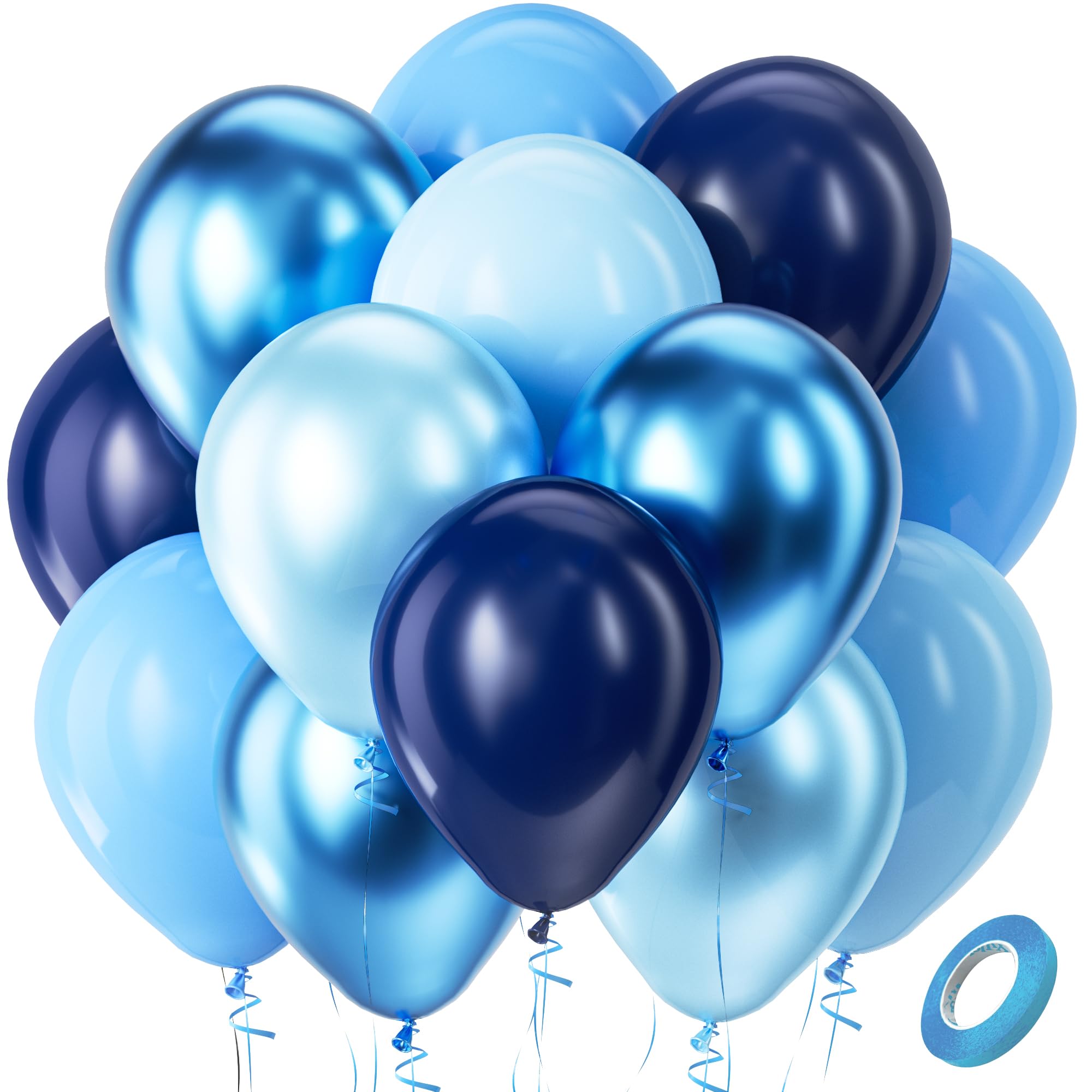 Photo 1 of Bezente Blue Balloons Set,60pcs 12 inch Metallic Blue Pearl Blue Navy Blue Pastel Blue Latex Balloons Kit for Birthday,Baby Shower,Wedding,Graduation Party Decorations