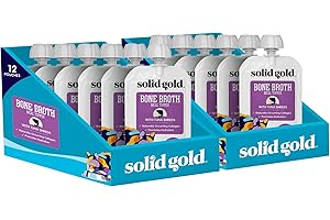 Solid Gold Bone Broth Cat Food Topper - Limited Ingredient Lickable Cat Broth Pouches w/Tuna Protein Shreds & Collagen for Hydration & Gut Support - Easy to Serve Gravy for Cats Meal Topper - 12ct