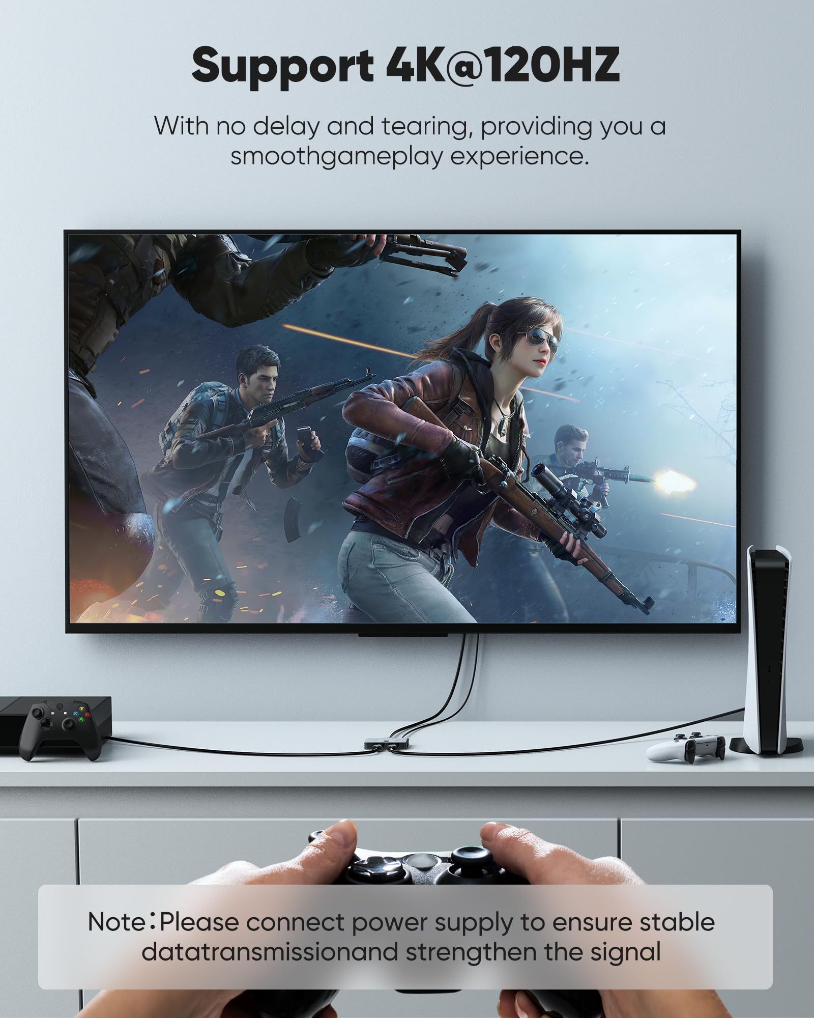 HDMI 2.1 Switch 8K HDMI Splitter, Highwings [Upgrade, Bidirectional] 4K@120Hz HDMI Switcher 2 in 1 Out Supports 8K@60Hz, Aluminum HDMI Switch Selector for PS4/PS5 Xbox Roku Apple TV Fire Stick Sony TV