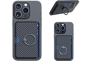 BINOCS Magnetic Card Case Cell Phone Card Holder, Carbon Fiber