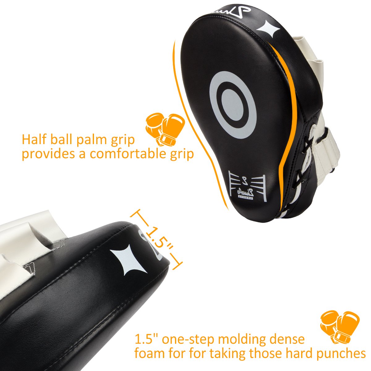 PAMASE Boxing Leather Punch Focus Mitts Target Training Hand Pads for Karate, Muay Thai Kick