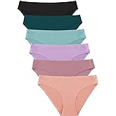 FINETOO 6 Pack Women&rsquo;s Seamless Hipster Underwear No Show Panties Invisibles Briefs Soft Stretch Bikini Underwears XS-XL