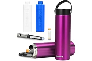 MEDINEED Insulin Cooler Travel Case TSA Approved, Refrigerated Medicine Case with Ice Packs, 60H 3 Pens Medicine Travel Cooler for Diabetes, Medication Organizer for Diabetic Supplies Carrying (Purple)