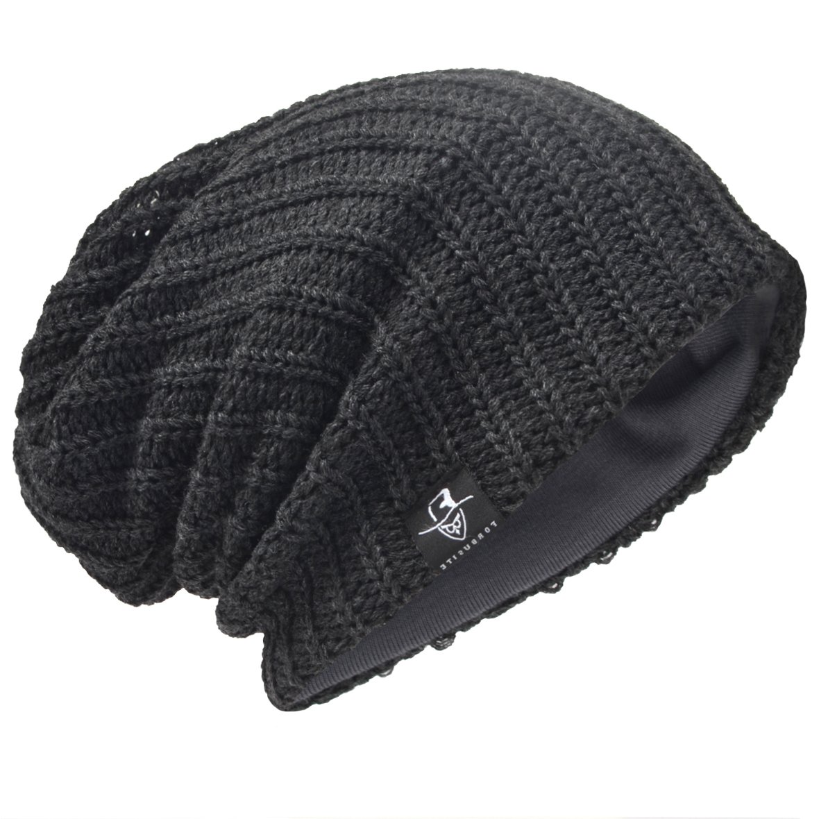 Men Oversize Beanie Slouch Skull Knit Large Baggy Cap Ski Hat B08 (Ribbed-Grey)