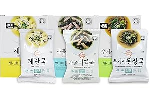 ADDERENITY [PACK OF 3]Korean Traditional Soup Easy Cooking Tasty Soup Freeze Drying Block-Type Individual Packaging Korean Soup 국 (Seaweed Soup,Soybean Paste Soup, Egg Soup) 소고기미역국, 우거지된장국, 채소계란국