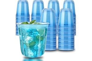 Xuelimei 100pcs 12oz Disposable Stemless Glasses,PET Disposable Drinking Cups,Cold Party Clear Plastic Wine Glasses for Parti