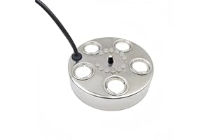 FLAGMAX Halloween Party Mist Maker 5 Mist Maker Spray Heads,Ultrasonic Water Pond Fountain Fogger 12 LED Red Yellow and Blue Light Flashes Aluminum Atomizer Air Humidifier