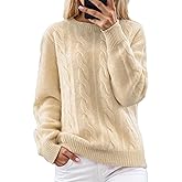 ZOCANIA Sweaters for Women 2025 Cable Knit Chunky Sweater Crew Neck Long Sleeve Women's Pullovers Basic Fall Warm Tops