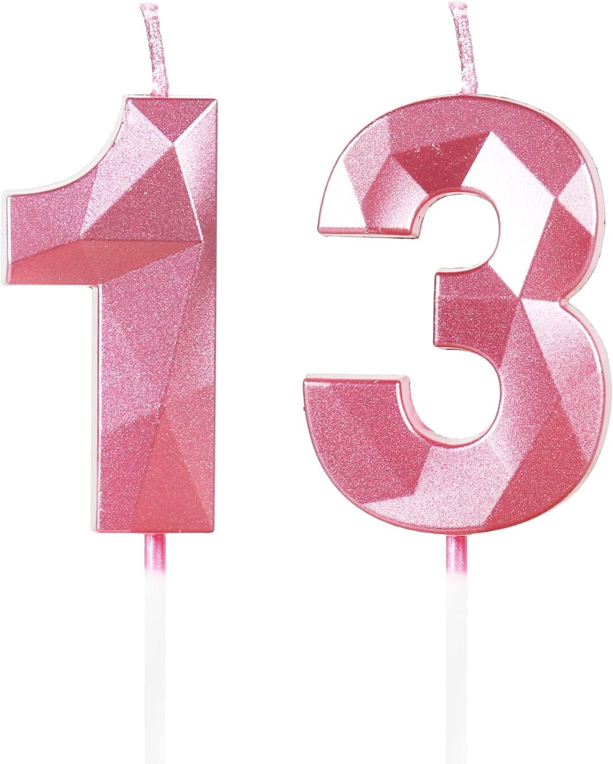 Candles & Holders - 13th Birthday Candles,Number 13 Candles, Pink Happy Birthday Candle for Cake,3D Design Cake Topper Decorations for Girl Women Pet Birthday Party Wedding Anniversary Celebration Supplies