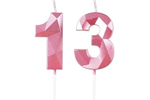 YIRAN 13th Birthday Candles,Number 13 Candles, Pink Happy Birthday Candle for Cake,3D Design Cake Topper Decorations for Girl Women Pet Birthday Party Wedding Anniversary Celebration Supplies