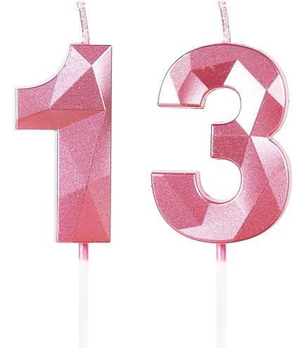 Amazon.com: 13th Birthday Candles,Number 13 Candles, Pink Happy