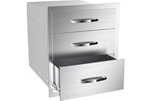 KODOM Outdoor Kitchen Drawers - 14W x 21H x 23D Inch, Flush Mount Access BBQ Island Drawers for Outdoor Kitchens or Patio Grill Station