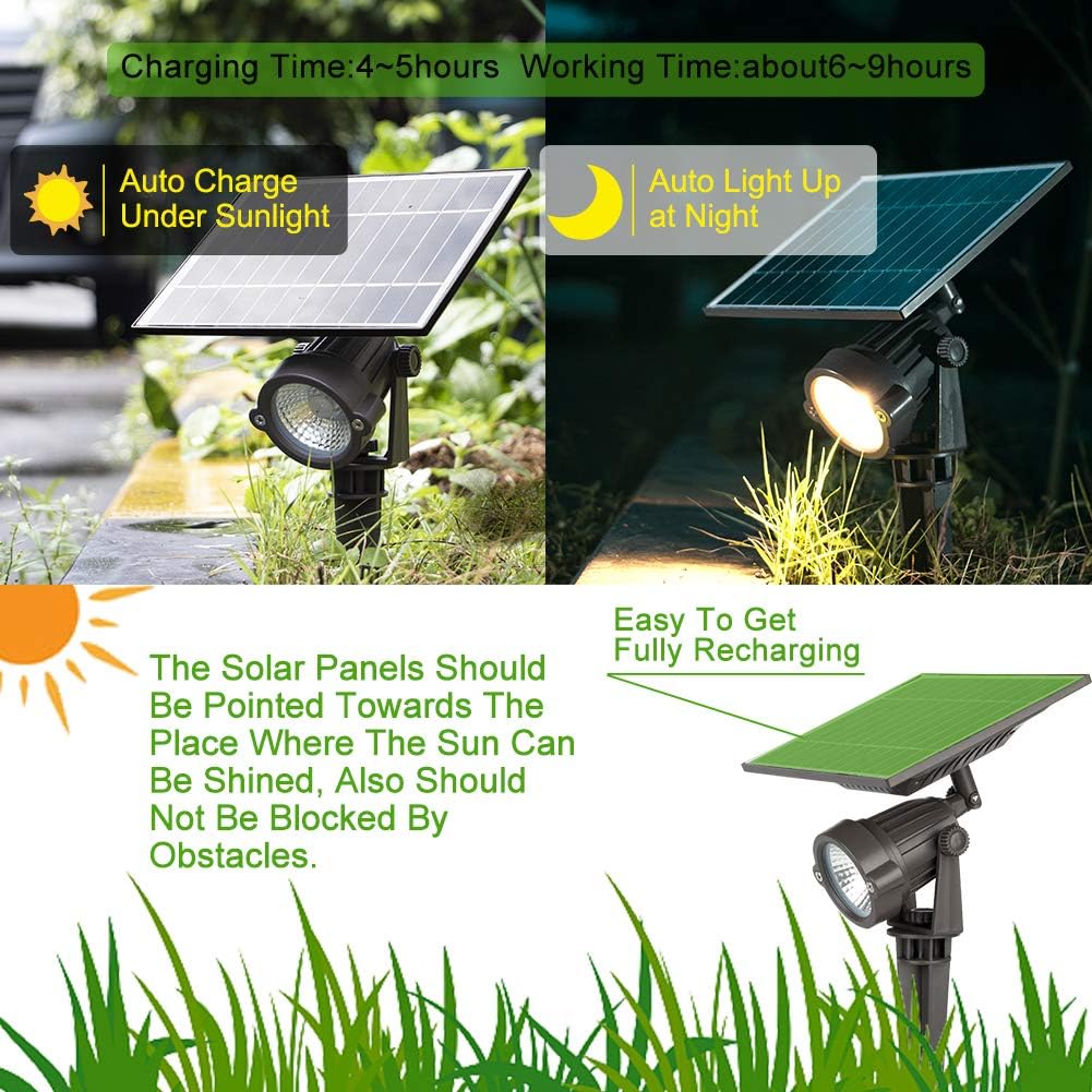 Lightdot Solar Lights Outdoor, Upgraded Waterproof Solar Powered Landscape Spotlights 2-in-1 Wall Light Decorative Lighting Auto On/Off for Pathway Garden Patio Yard Driveway Pool, 2 Pack: Home Improvement