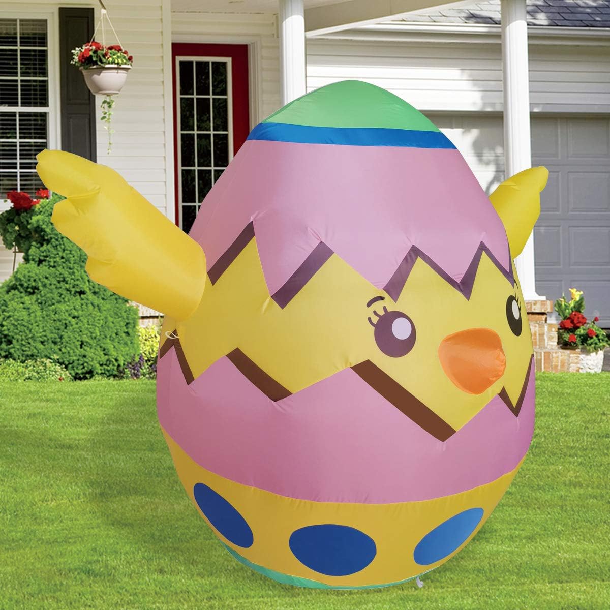 GOOSH 5 ft Tall Easter Inflatable Decorations Baby Chick with Build in LEDs, Blow Up Inflatables for Easter Holiday Party, Outdoor, Yard Decoration: Garden & Outdoor