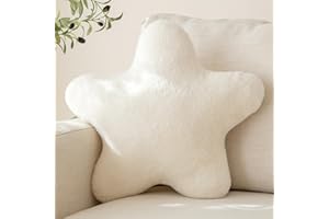 Znhinery Star Pillow, Decorative Throw Pillow with Plush for Couch, Cute Decor Pillows for Bed, Aesthetic Star Shaped Pillow Fun Cushion for Sofa Living Room (Ivory White, 14.9 Inches)