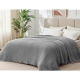 Kozyhvn 100% Cotton Muslin Blanket King 108" x 90", 6 Layers Breathable and Lightweight Cotton Throw Blanket for Bed, Soft Quilt Bedspread Coverlet, Gauze Blanket for Adults All Season, Grey