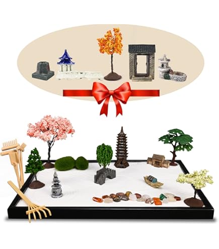 Amazon.com: Zen Garden Kit for Desk 12x8in Sand Tray, Japanese