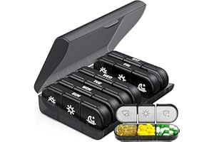 Weekly Pill Organizer 3X a Day, Large 7 Day Pill Box 3 Times a Day with 7 Compartments, Portable Travel Daily Pill Box for Me