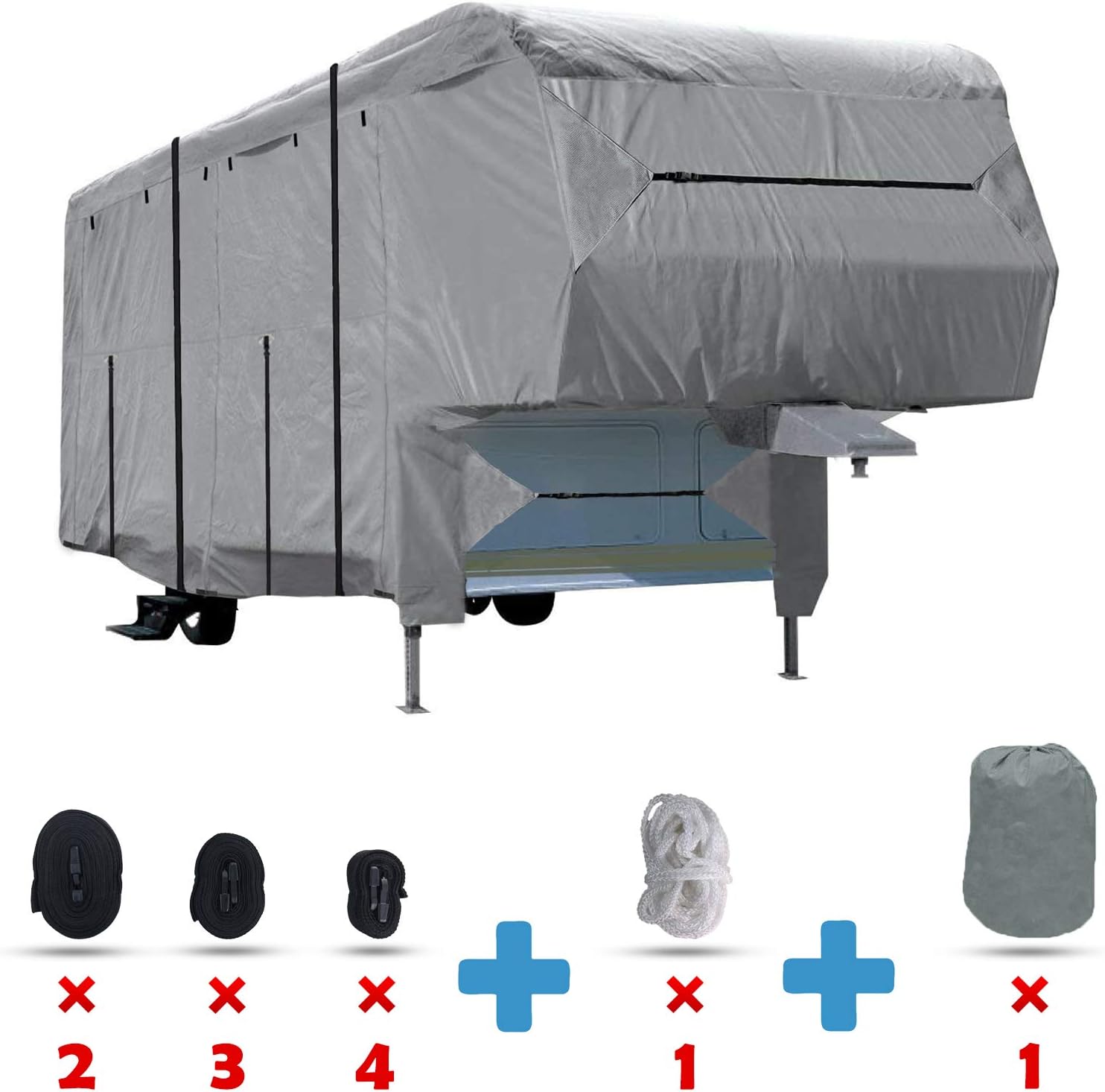 Szblnsm 5th Wheel RV Cover with 6 Layers Top Heavy Duty Material Travel Trailer Camper Cover Fits 26-29 FT RV Trailer: Automotive