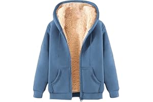 fnnxeal Mens Zip Up Hoodie Fleece Warm Comfortable Hooded Sweatshirts Casual Fashion Sherpa Lined Fall Winter Jackets Pockets